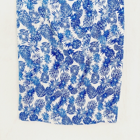 Alyx Pineapple Blue White Print Sleeveless Sheath Dress P6699 - Picture 3 of 12